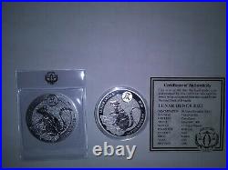 Rwanda 2020 lunar gold rat coin set, gold BU. Silver proof, and silver BU