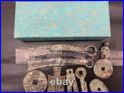 Set Of 10 Vintage Reproduction Bronze Ancient Chinese Coins, 336.73g