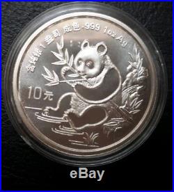 Set Of Three 1991 Silver Panda Coins, Bu, Proof, And Piedfort (no coa)