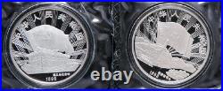 Set of 2 China 10 Yuan 1 oz Silver Coins 1996 KM#952 Mintage 20,000 Only GUNC