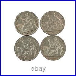 Set of 4 1936 French Indo-China 50-Cent 13.5 Gram 90% Silver Coin Set