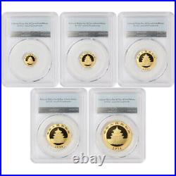 Set of 5 2014 China Gold Pandas PCGS MS70 First Strike Panda Chinese Bullion