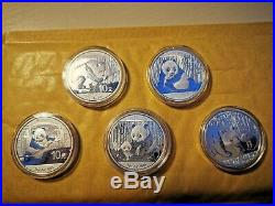 Set of 5 Chinese Panda 1oz Silver Coins