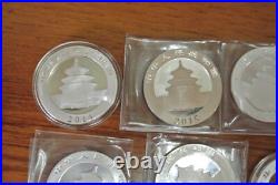 Set of 8 Chinese Silver Pandas 2014-22 (NO 21) UNC Set of 8 Chinese Silver Pandas 2014-22 (NO 21) UNC
