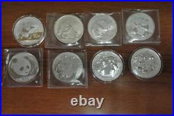 Set of 8 Chinese Silver Pandas 2014-22 (NO 21) UNC Set of 8 Chinese Silver Pandas 2014-22 (NO 21) UNC