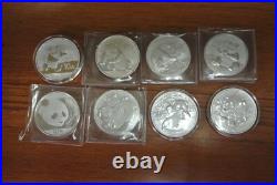 Set of 8 Chinese Silver Pandas 2014-22 (NO 21) UNC Set of 8 Chinese Silver Pandas 2014-22 (NO 21) UNC