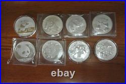 Set of 8 Chinese Silver Pandas 2014-22 (NO 21) UNC Set of 8 Chinese Silver Pandas 2014-22 (NO 21) UNC