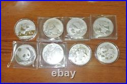 Set of 8 Chinese Silver Pandas 2014-22 (NO 21) UNC Set of 8 Chinese Silver Pandas 2014-22 (NO 21) UNC