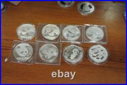Set of 8 Chinese Silver Pandas 2014-22 (NO 21) UNC Set of 8 Chinese Silver Pandas 2014-22 (NO 21) UNC