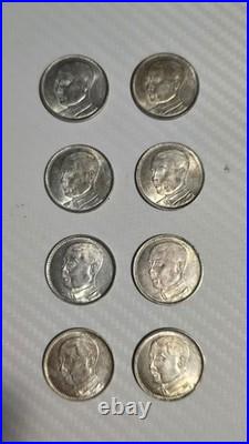 Set of Eight 1929 Kwangtung Guangdong Province 20 Cents 2 Jiao 100% Silver