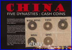 Set of Five Cash Coins Bronze China Collection Dynasties Historical Significance