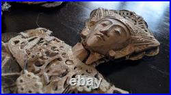 Set of Two Antique Handmade Chinese Coin Prosperity Dolls Couple 14.5