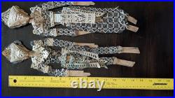 Set of Two Antique Handmade Chinese Coin Prosperity Dolls Couple 14.5