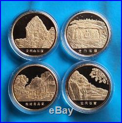 Shanghai Mint1998 China gilt-brass Four Grottoes Proof medal set. China coin