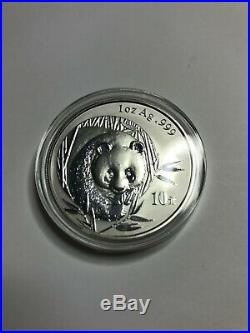 Silver Panda 1 oz (8) Coin Set 2002, 2003, 2010, 2014, 2015, 2016, 2017, 2018
