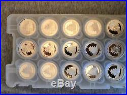 Silver Panda Set of 15 Coins Year 2001-2015 in Origin Capsules in the Pad