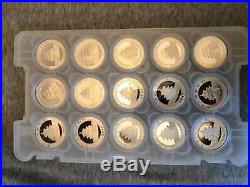 Silver Panda Set of 15 Coins Year 2001-2015 in Origin Capsules in the Pad