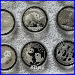 Silver Panda Set of 23 Coins Year 2002-2025 +bonus silver Plated 18 Coins