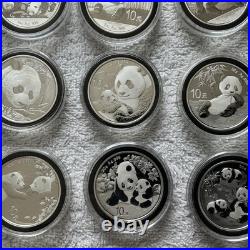 Silver Panda Set of 23 Coins Year 2002-2025 +bonus silver Plated 18 Coins