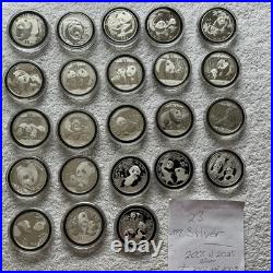 Silver Panda Set of 23 Coins Year 2002-2025 +bonus silver Plated 18 Coins