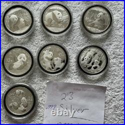 Silver Panda Set of 23 Coins Year 2002-2025 +bonus silver Plated 18 Coins