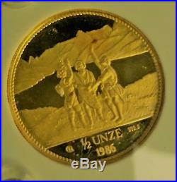 Swiss 1986 Proof Gold four coin set, 1.85 Oz. 999 Au