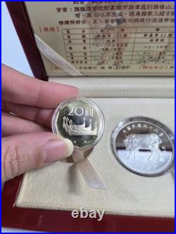 Taiwan China 1998 Year of The Ox 100 Dollars 1oz Silver Coin, Set of 3 coins