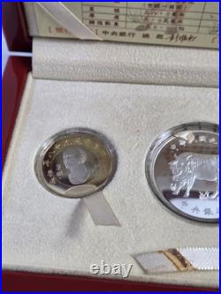 Taiwan China 1998 Year of The Ox 100 Dollars 1oz Silver Coin, Set of 3 coins