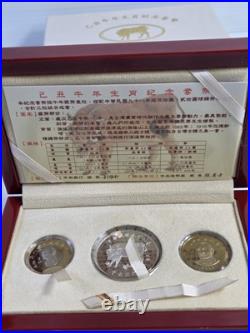 Taiwan China 1998 Year of The Ox 100 Dollars 1oz Silver Coin, Set of 3 coins