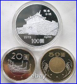 Taiwan China 2013 Year of Snake 100 Dollars 1oz Silver Coin, Set of 3 coins