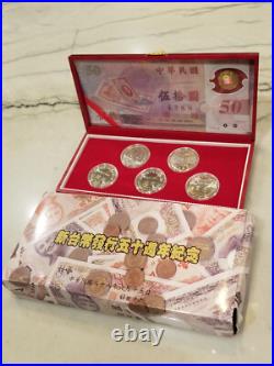 Taiwan Republic Of China 50th Anniversary BOX SET Coins Banknotes Dollar SEALED