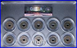 Tang Dynasty Kaiyuan Tongbao Coin Set (10 Coins) 621 AD Authenticated Gift