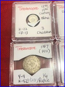 Travancore India Set Of Coins Lot Uncirculated Condition Rare Scarce Fanam Rupee