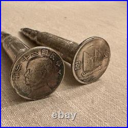 Two 1934 Chinese Silver Dollar Set Manchu Qing Dynasty/Sun Yat-Sen Salt & Pepper