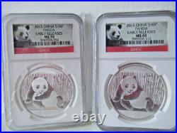 Two Coin Set Ms 70/ms 69 2015 China $10y Ngc Panda Early Releases Panda Redlabel