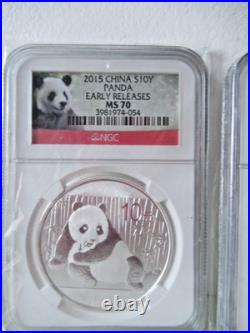 Two Coin Set Ms 70/ms 69 2015 China $10y Ngc Panda Early Releases Panda Redlabel