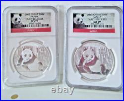 Two Coin Set Ms 70/ms 69 2015 China $10y Ngc Panda Early Releases Panda Redlabel