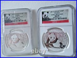 Two Coin Set Ms 70/ms 69 2015 China $10y Ngc Panda Early Releases Panda Redlabel