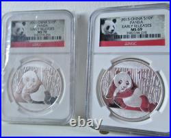 Two Coin Set Ms 70/ms 69 2015 China $10y Ngc Panda Early Releases Panda Redlabel