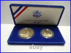 United States 1986 Liberty Silver Proof Coin Set $1 & Half $ Box & Cert (OC445)