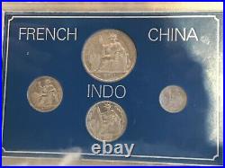 Very Rare Set Indo-china-francaise Silver Four Coin Set