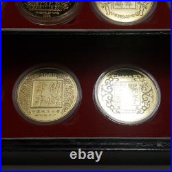 Vintage Asian Zodiac Coin Collection Gold Tone Medallions Complete Set with Box