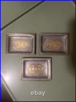 Vintage Chinese Hong Kong Pewter Brass Dish Coin Tray Metal China RARE SET OF 3