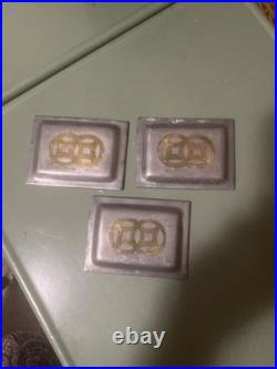 Vintage Chinese Hong Kong Pewter Brass Dish Coin Tray Metal China RARE SET OF 3