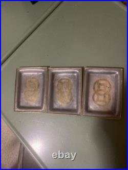 Vintage Chinese Hong Kong Pewter Brass Dish Coin Tray Metal China RARE SET OF 3